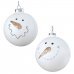 Χριστουγεννιάτικη Γυάλινη Μπάλα Λευκή με Χιονάνθρωπο (8cm)